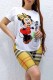 Yellow White Casual Character Print Letter O Neck Short Sleeve Two Pieces