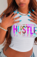 White Sexy Print Patchwork Letter O Neck T-Shirts