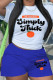 Blue Casual Print Patchwork O Neck Short Sleeve Two Pieces