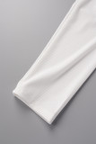 White Sexy Casual Solid Backless Vests Pants Oblique Collar Sleeveless Two Pieces