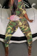 Camouflage Sexy Print Patchwork O Neck Short Sleeve Two Pieces