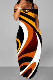 Leopard Print Sexy Print Leopard Patchwork Off the Shoulder Straight Dresses