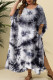 Grey Sexy Print Tie Dye Patchwork Slit Swimwears Cover Up