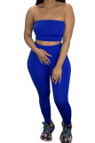 Royal blue Fashion Casual Solid Two Piece Suits pencil Sleeveless Two Pieces