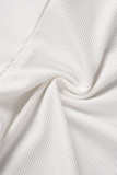 White Sexy Casual Solid Backless Vests Pants Oblique Collar Sleeveless Two Pieces
