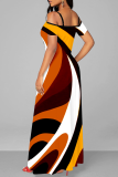 Leopard Print Sexy Print Leopard Patchwork Off the Shoulder Straight Dresses