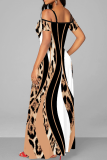 Leopard Print Sexy Print Leopard Patchwork Off the Shoulder Straight Dresses