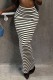 Black White Casual Striped Print Basic Skinny High Waist Conventional Full Print Skirt