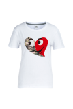 White Casual Street Print Camouflage Print Draw String O Neck T-Shirts