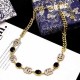 Black Vintage Celebrities Letter Patchwork Rhinestone Necklaces