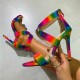 Colour Casual Patchwork Printing Pointed Out Door Shoes (Heel Height 4.53in)