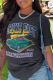 Black Casual Print Patchwork O Neck T-Shirts