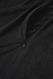 Black Sexy Solid Patchwork See-through Mesh O Neck Skinny Jumpsuits