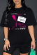 Black Casual Street Print Patchwork O Neck T-Shirts