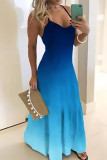 Red Casual Work Gradual Change Print Spaghetti Strap Dresses