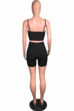 Yellow Street Print Letter Spaghetti Strap Sleeveless Two Pieces