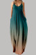 Blue Coffee Casual Simplicity Gradual Change Solid Color Spaghetti Strap Straight Dresses