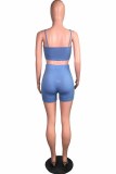 Yellow Street Print Letter Spaghetti Strap Sleeveless Two Pieces
