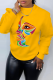 Yellow Casual Street Print Patchwork O Neck Tops