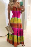 Red Casual Work Gradual Change Print Spaghetti Strap Dresses