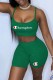 Green Street Print Letter Spaghetti Strap Sleeveless Two Pieces