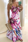 Red Casual Work Gradual Change Print Spaghetti Strap Dresses