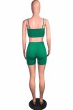 Yellow Street Print Letter Spaghetti Strap Sleeveless Two Pieces