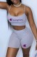 Grey Street Print Letter Spaghetti Strap Sleeveless Two Pieces