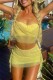 Yellow Sexy Solid Bandage Patchwork Backless Spaghetti Strap Sleeveless Two Pieces
