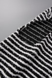 Black Sexy Striped Bandage Backless Oblique Collar Sleeveless Dress Dresses