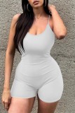 Pink Sexy Solid Backless Spaghetti Strap Skinny Romper