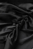 Black Sexy Solid Patchwork See-through Turtleneck Pencil Skirt Dresses