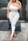 Pink Sexy Casual Sportswear Solid Backless Oblique Collar Sleeveless Two Pieces