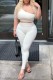 White Sexy Casual Sportswear Solid Backless Oblique Collar Sleeveless Two Pieces