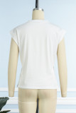 Pink Casual Street Print Patchwork O Neck T-Shirts