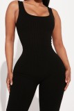 Pink Sexy Casual Solid Backless U Neck Skinny Jumpsuits