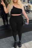 Pink Sexy Casual Sportswear Solid Backless Oblique Collar Sleeveless Two Pieces