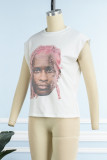 Pink Casual Street Print Patchwork O Neck T-Shirts