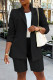 Black Casual Solid Basic Two Lapel Long Sleeve Two Pieces