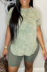 Green Casual Print Patchwork O Neck Short Sleeve Two Pieces