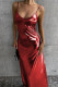 Red Sexy Solid Bronzing Backless Spaghetti Strap Sheath Dresses