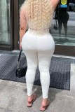 Pink Sexy Casual Sportswear Solid Backless Oblique Collar Sleeveless Two Pieces