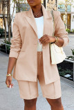 White Casual Solid Basic Two Lapel Long Sleeve Two Pieces