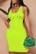 Fluorescent Green Casual Street Print U Neck One Step Skirt Dresses