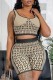 Apricot Casual Print Basic U Neck Sleeveless Two Pieces