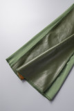 Green Sexy Street Solid Patchwork See-through Mid Waist Speaker Patchwork Bottoms