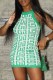 Green Casual Street Print Patchwork O Neck One Step Skirt Dresses