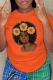 Orange Casual Vintage Print Patchwork O Neck T-Shirts
