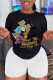 White Casual Print Patchwork O Neck Short Sleeve Two Pieces