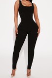 Pink Sexy Casual Solid Backless U Neck Skinny Jumpsuits